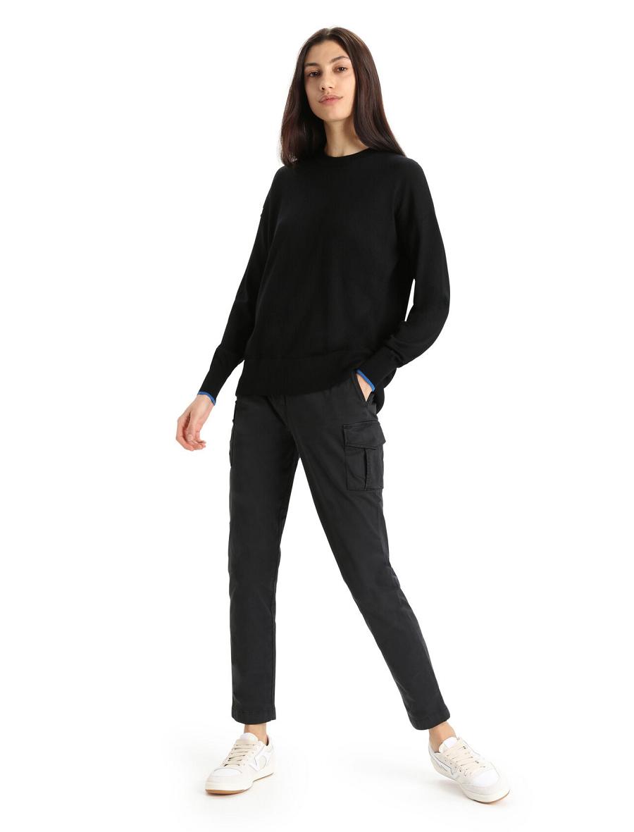 Black / Lazurite Icebreaker Merino Shearer Crewe Women's Sweaters | AU 1632CTVE